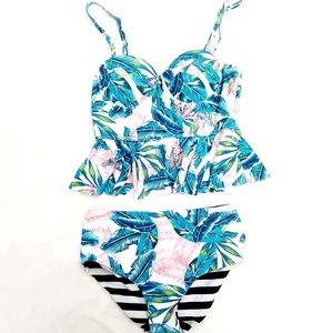 Tankini 2 piece peplum set - Medium